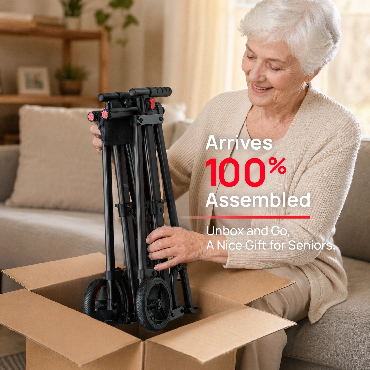 Compact Master 2-Wheel Walker with Seat - Lightweight, with 2 Glide Skis