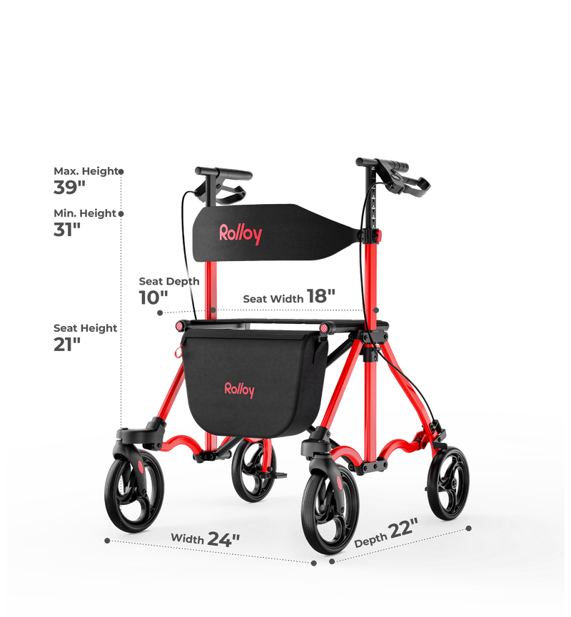 Rolloy rollator unfold size technical drawing