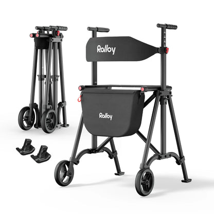Compact Master 2-Wheel Walker with Seat - Lightweight, with 2 Glide Skis