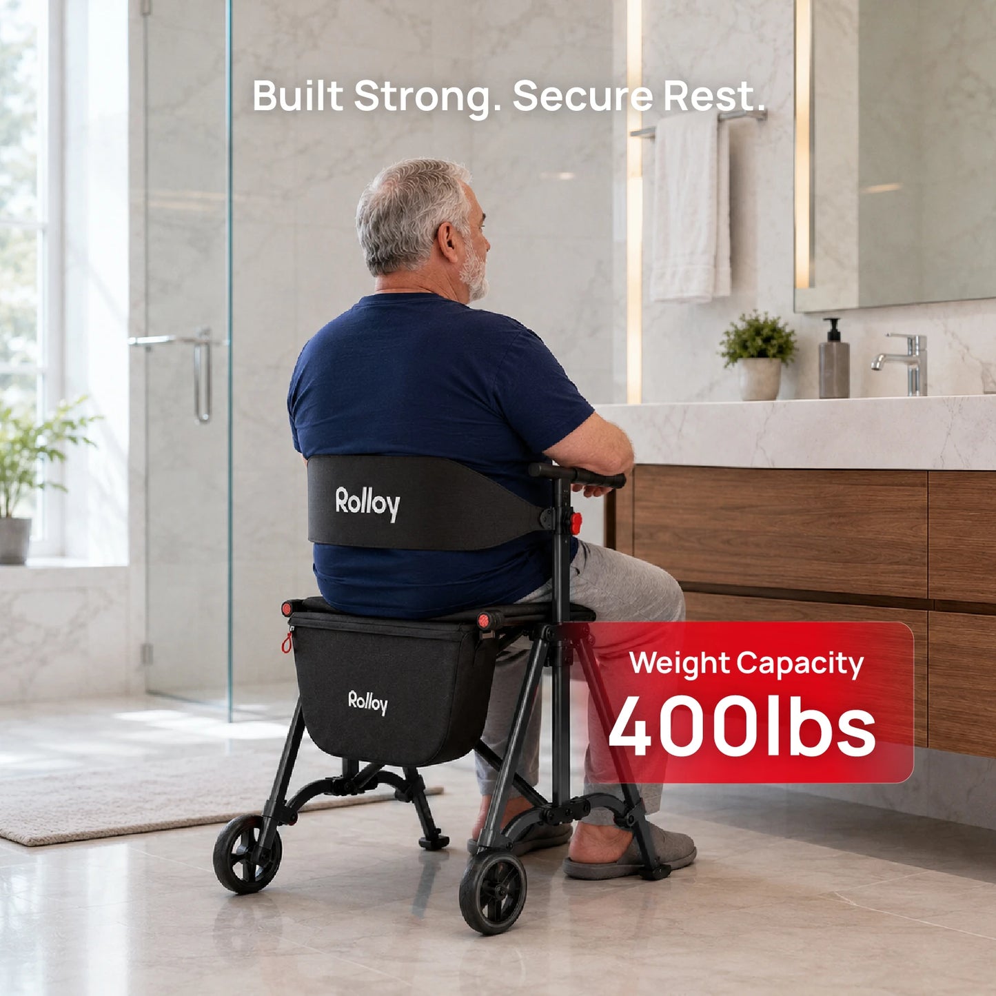 Compact Master 2-Wheel Walker with Seat - Lightweight, with 2 Glide Skis