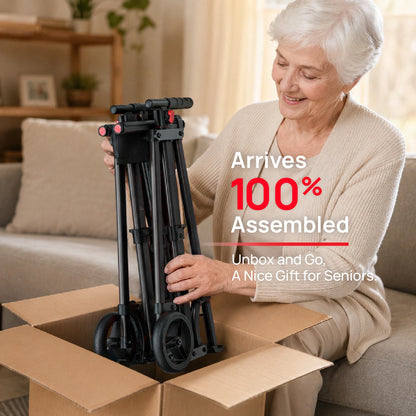 Compact Master 2-Wheel Walker with Seat - Lightweight, with 2 Glide Skis