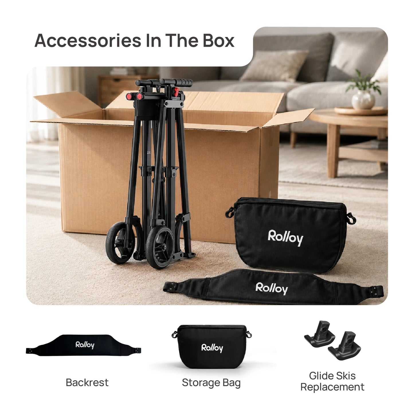 Compact Master 2-Wheel Walker with Seat - Lightweight, with 2 Glide Skis