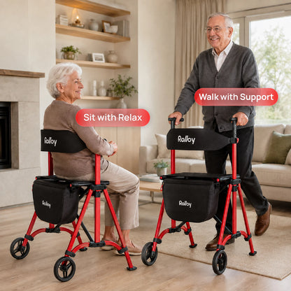 Compact Master 2-Wheel Walker with Seat - Lightweight, with 2 Glide Skis