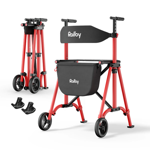 Compact Master 2-Wheel Walker with Seat - Lightweight, with 2 Glide Skis