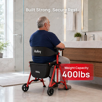 Compact Master 2-Wheel Walker with Seat - Lightweight, with 2 Glide Skis