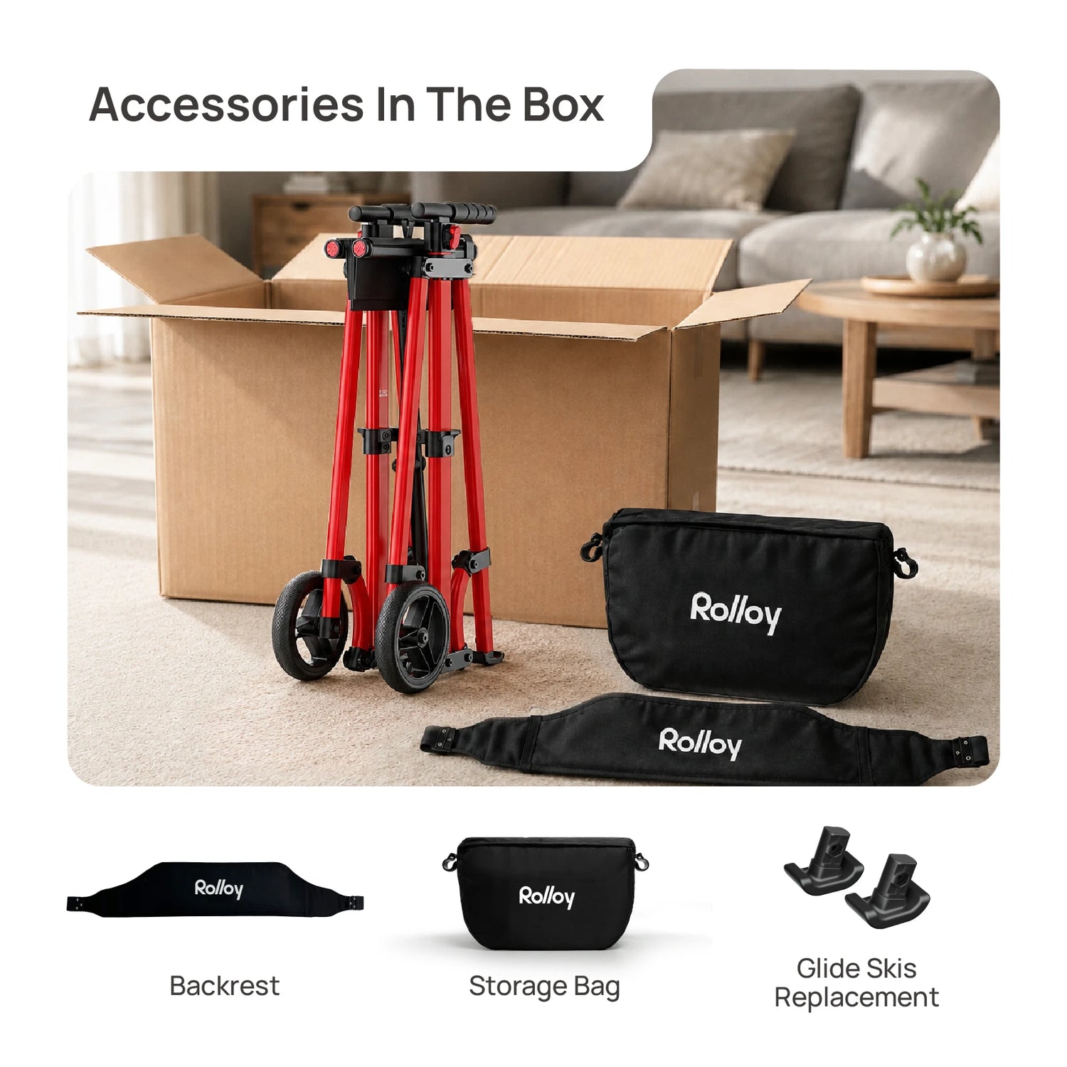 Compact Master 2-Wheel Walker with Seat - Lightweight, with 2 Glide Skis