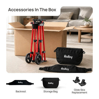 Compact Master 2-Wheel Walker with Seat - Lightweight, with 2 Glide Skis