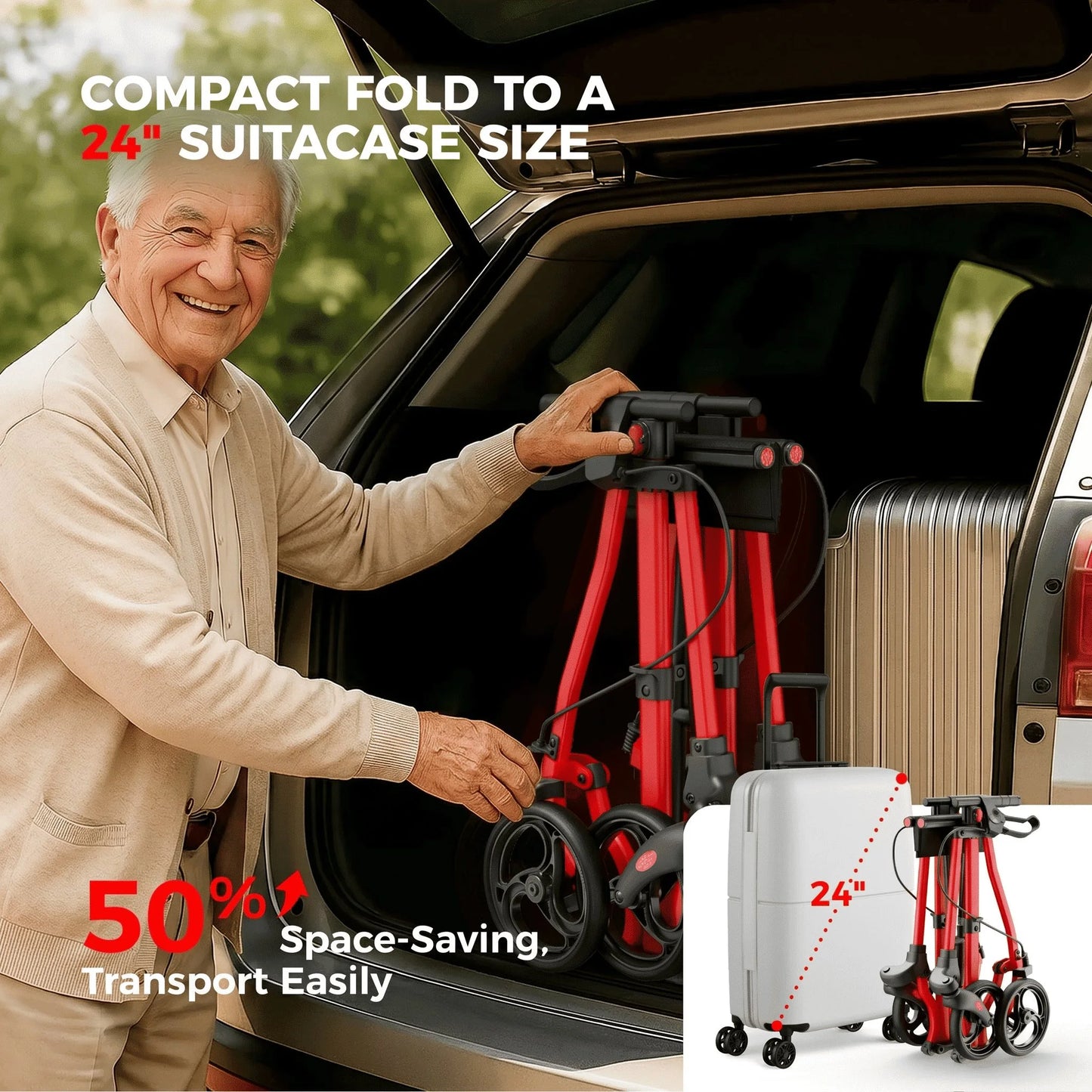Compact Master II Rollator Walker with Seat, 2026 New Model