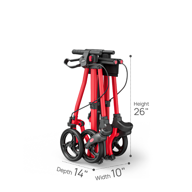 Rolloy rollator fold size technical drawing
