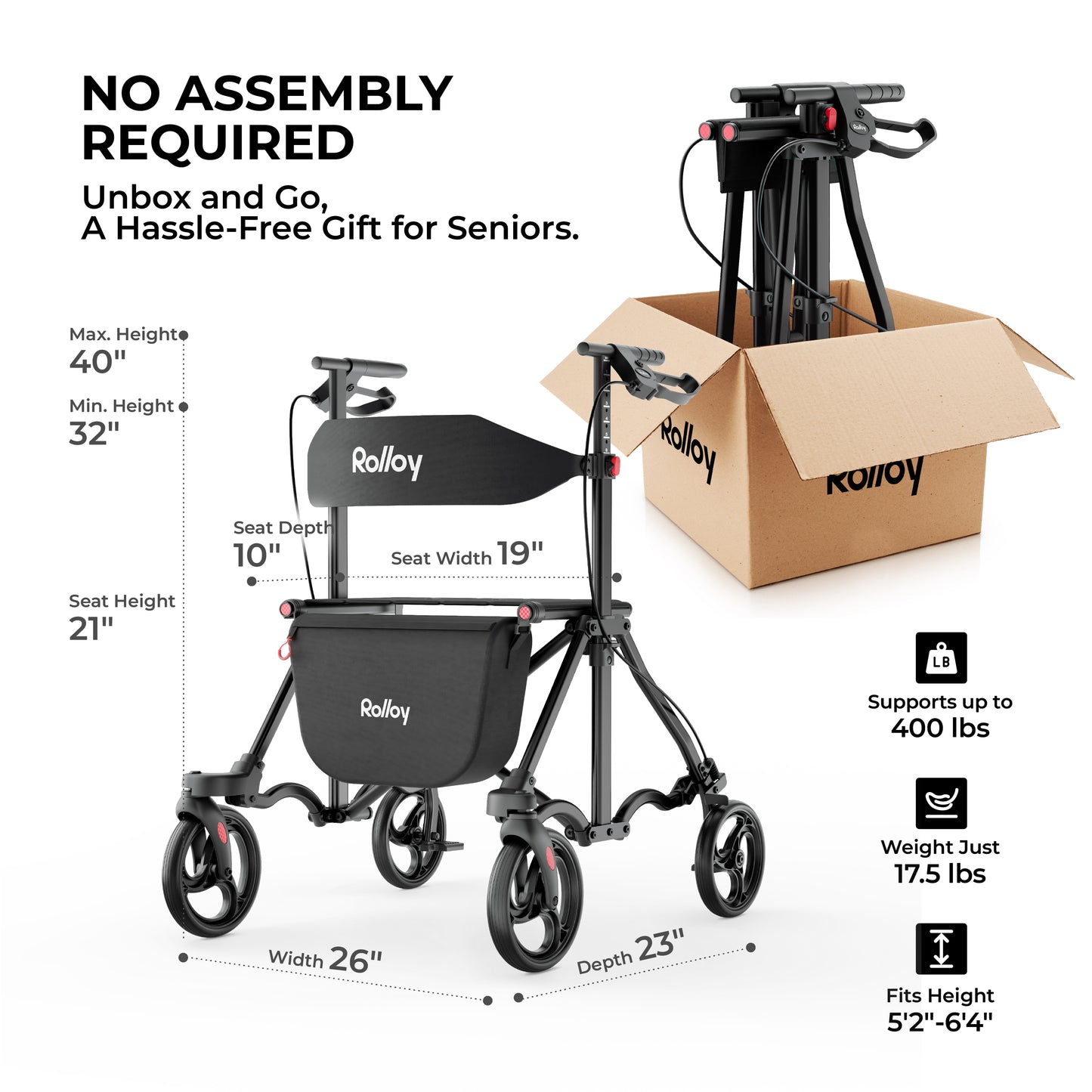 Compact Master II Rollator Walker with Seat, 2026 New Model