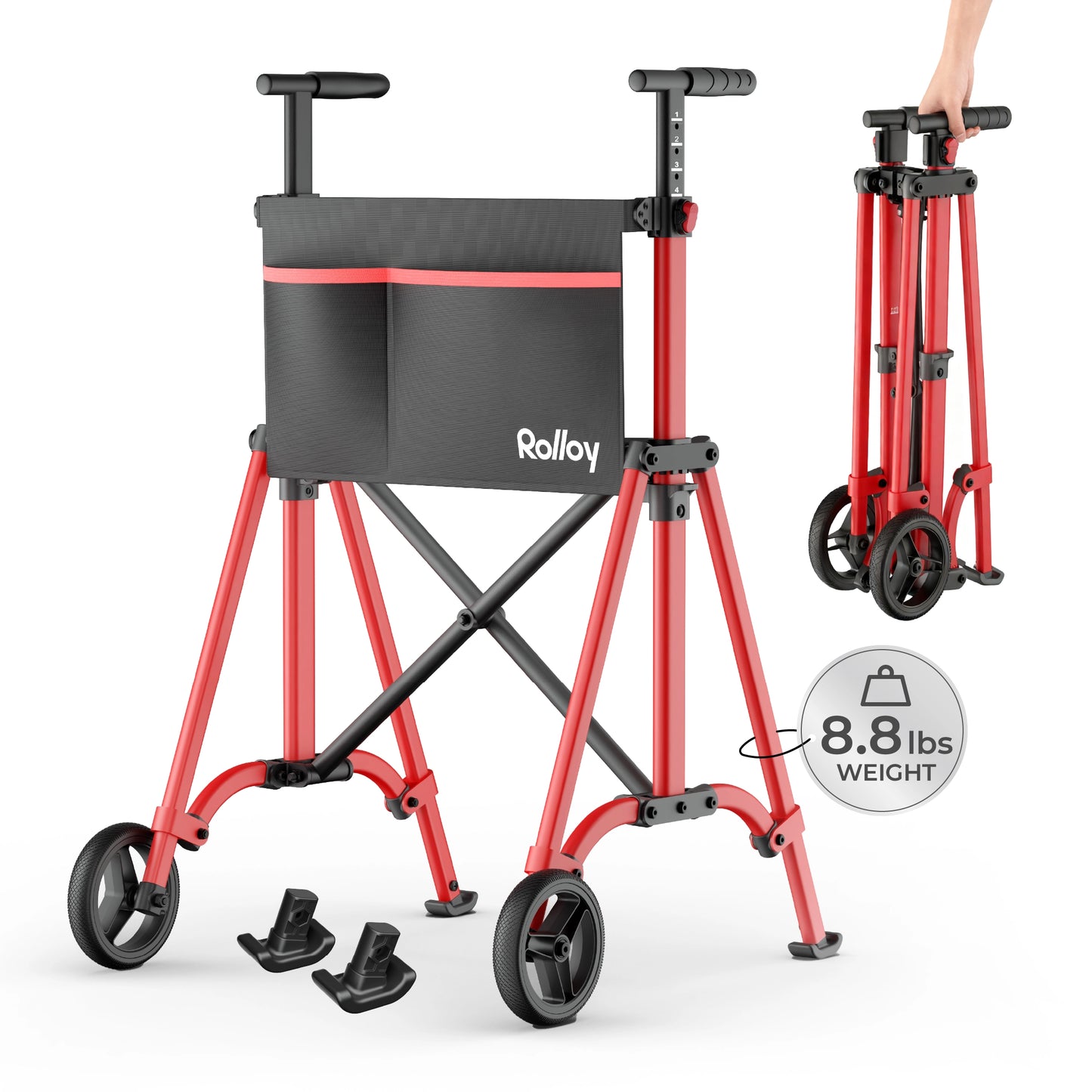 Compact Master 2-Wheel Standard Walker with 2 Glide Skis – Lightweight, Without a Seat