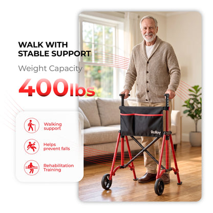 Compact Master 2-Wheel Standard Walker with 2 Glide Skis – Lightweight, Without a Seat