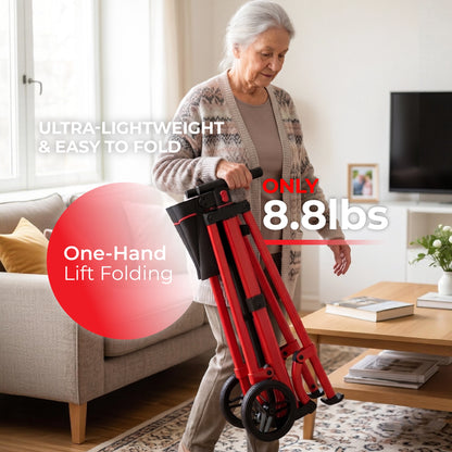 Compact Master 2-Wheel Standard Walker with 2 Glide Skis – Lightweight, Without a Seat