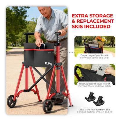 Compact Master 2-Wheel Standard Walker with 2 Glide Skis – Lightweight, Without a Seat