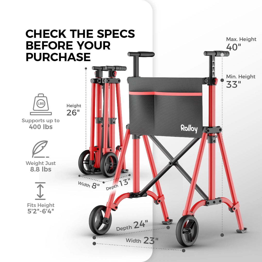 Compact Master 2-Wheel Standard Walker with 2 Glide Skis – Lightweight, Without a Seat