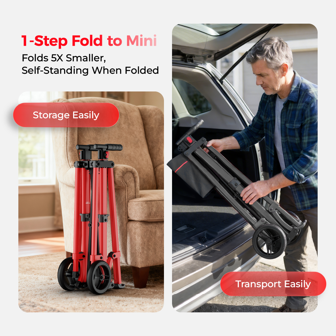 Compact Master 2-Wheel Standard Walker with 2 Glide Skis – Lightweight, Without a Seat