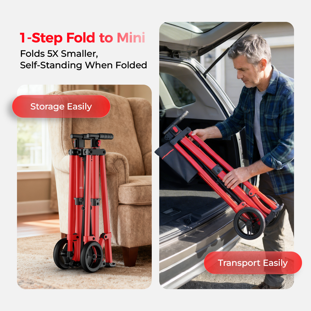 Compact Master 2-Wheel Standard Walker with 2 Glide Skis – Lightweight, Without a Seat