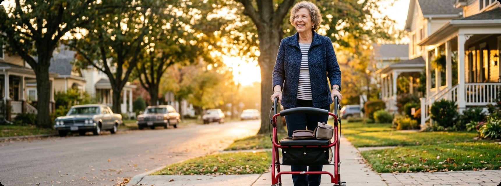 Senior walking outdoors (placeholder)